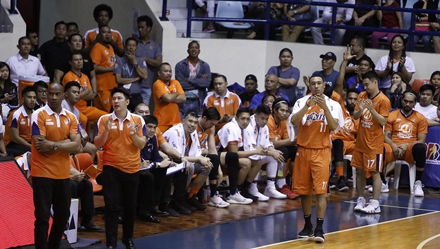 IRONIC. The Meralco Bolts, ironically, experience a power failure. Photo from PBA Images  