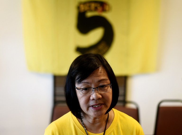 MARIA CHIN ABDULLAH. Maria Chin Abdullah, chairperson of the coalition of Malaysian NGOs and activist groups known as Bersih, that also translates as "clean" in the local Malay language, speaks with journalists in Kuala Lumpur on September 14, 2016. File photo by Manan Vastsyayana/AFP 