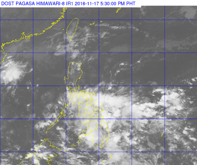 Satellite image as of November 17, 5:30 pm. Image courtesy of PAGASA 