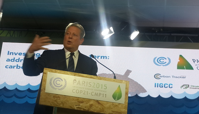 COP 21. Al Gore saat berpidato di COP 21. Foto oleh Uni Lubis/Rappler.com. 