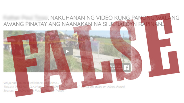 Screenshot of website article supposedly showing a video of a murder in Baao, Camarines Sur, reportedly involving a priest 