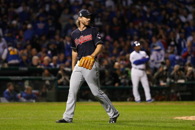 WILL INDIANS CELEBRATE? Pitcher Josh Tomlin wants to experience celebrating a championship with the Cleveland Indians, just like the Cavaliers 4 months ago. Jamie Squire/Getty Images/AFP  
