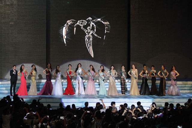 SHORTER PAGEANT. Only the top 15 battled it out in the evening gown and swimwear competition during coronation night