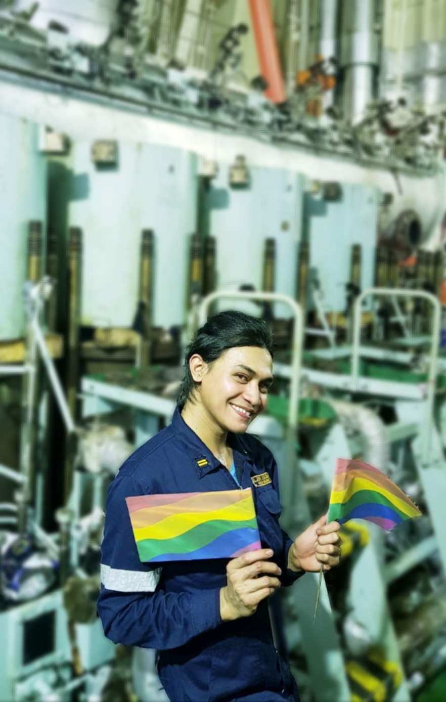 PRIDE FLAG. Asked why she chose to work as a seafarer, Dyosa says: 'Because I can!'