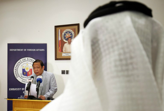EXPELLED BY KUWAIT. Philippine Ambassador to Kuwait Renato Villa speaks during a press conference at the Philippine embassy in Kuwait City on April 21, 2018. File photo by AFP  