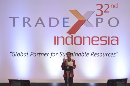 Presiden Joko Widodo membuka Trade Expo Indonesia (TEI) ke-32 Tahun 2017, di Indonesia Convention Exhibition, Tangerang, Banten, Rabu (11/10). FOTO oleh Puspa Perwitasari/ANTARA 