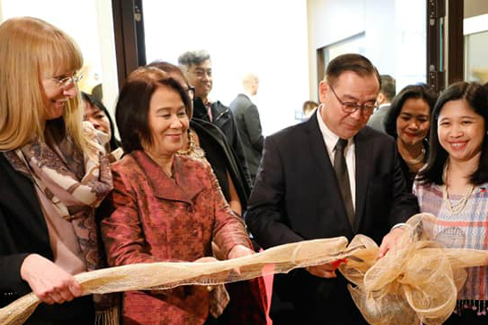 BERLIN. Foreign Affairs Secretary Teodoro Locsin Jr leads the ribbon-cutting ceremony for the new chancery in Berlin, with ad interim Philippine Charges d'affaires Lilibeth Pono (Center Left). Photo from Philippine Embassy in Germany 