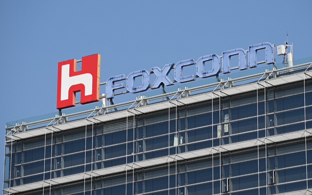 FOXCONN. The Foxconn logo is displayed on a Foxconn building in Taipei on January 31, 2019. Photo by Sam Yeh/AFP 