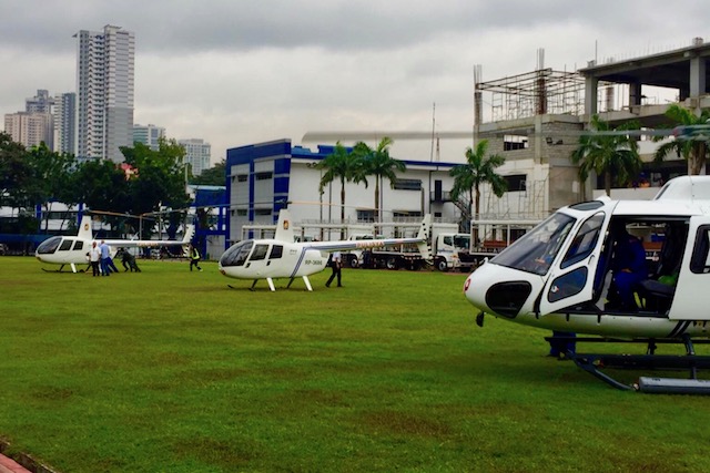 NEW CHOPPERS. The PNP displays its new helicopters in Camp Crame. Sourced photo 