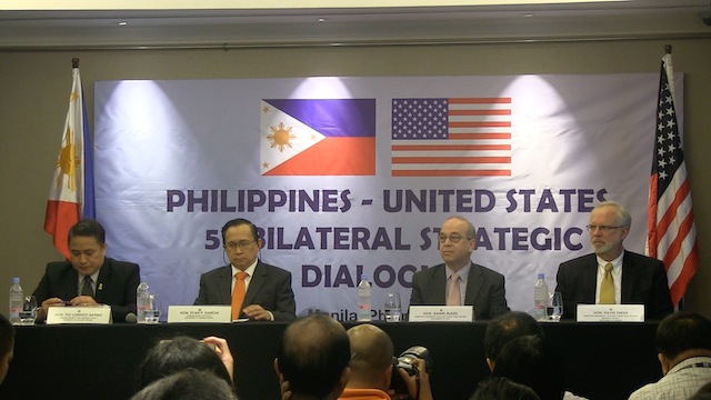 PH-US DIALOGUE. Philippine and US officials report the outcome of the 5th annual Bilateral Strategic Dialogue in a news briefing on January 21, 2015. Rappler Photo