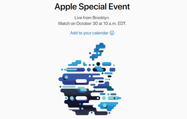 APPLE'S BIG EVENT. Apple has more in store for everyone. Screen shot from Apple's events page. 
