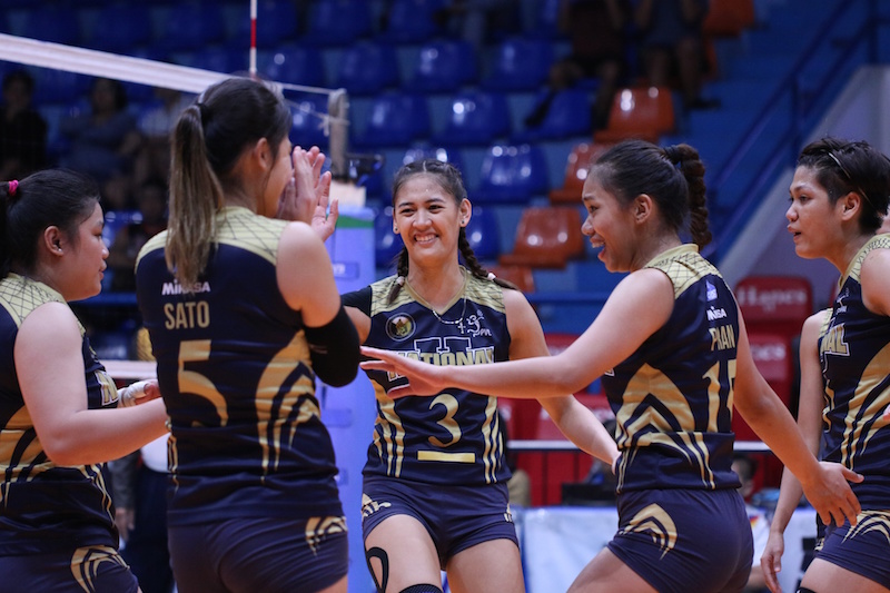 AHEAD. The Lady Bulldogs win game 1 of the best-of-three finals series of the PVL Collegiate Conference. Photo by Josh Albelda/Rappler 