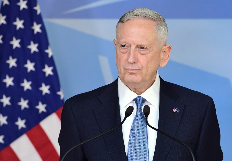 DEFENSE CHIEF. US Defense Secretary James Mattis addresses the press during a NATO defense ministers' meetings at the NATO headquarters in Brussels on February 15, 2017. File photo by Emmanuel Dunand/AFP 