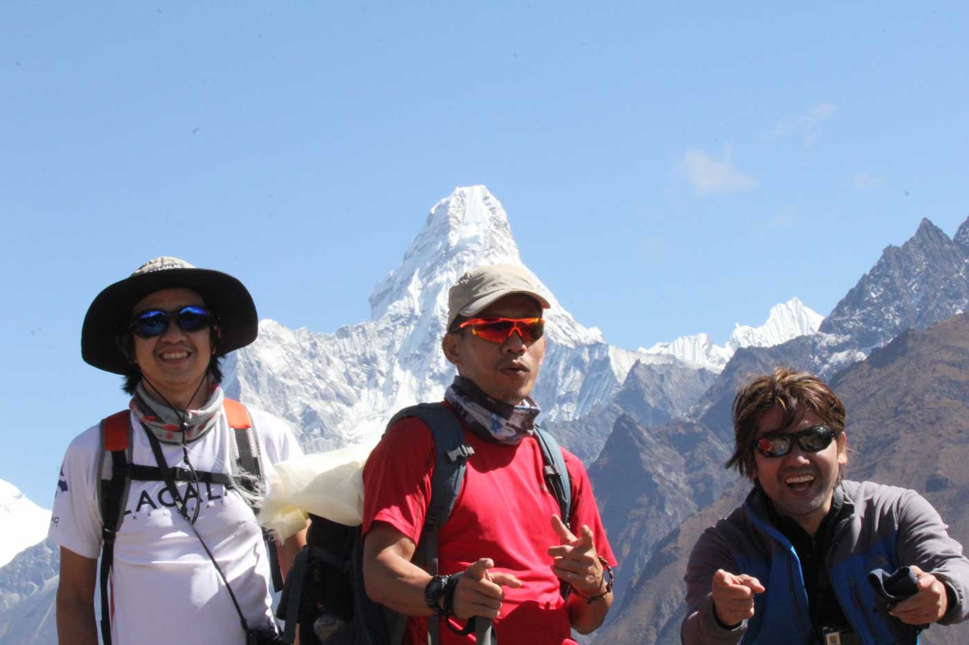 The Ama Dablam Expedition Team: Dennis Lopez, Romi, and Henry Nakpil   