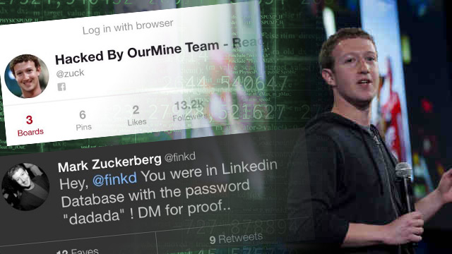 Akun Twitter and Pinterest Mark Zuckerberg dibajak oleh peretas. 