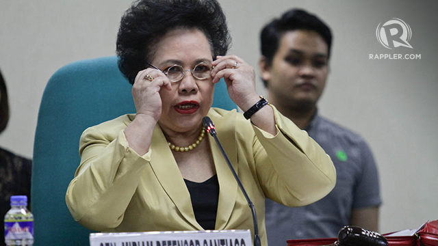 'SLOPPY, EMBARASSING.' Senator Miriam Defensor Santiago holds nothing back in criticizing the proposed 2015 budget. File photo by Rappler 