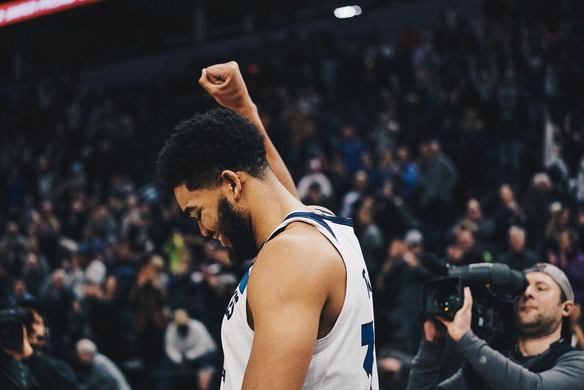 HERO. Karl Anthony Towns wins it for the Minnesota Timberwolves. Photo from Timberwolves Twitter 