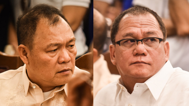 WITNESSES VS DE LIMA. Former BuCor officer-in-charge Rafael Ragos (left) and NBI agent Jovencio Ablen Jr (right) testify at the House probe into the drug trade in the New Bilibid Prison on September 20, 2016. Photos by LeAnne Jazul/Rappler 