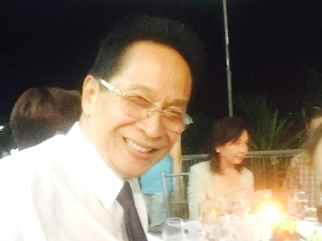 DUTERTE LAWYER. Salvador Panelo, lawyer of Davao City Mayor Rodrigo Duterte, takes a selfie at the birthday party of former president Gloria Macapagal Arroyo in her La Vista home on April 5, 2016. The caption of his photo, says the guests include 'volunteer ladies of Duterte.'  