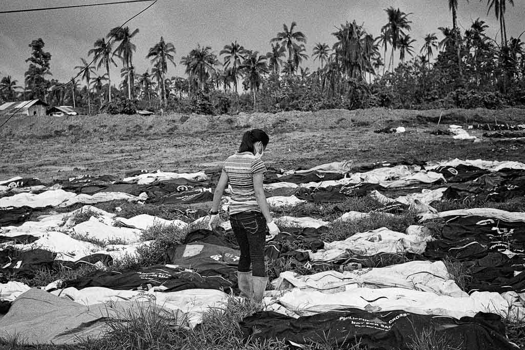 FIELD OF CORPSES. A woman searches for her fallen loved ones among corpses left by Yolanda (Haiyan).  