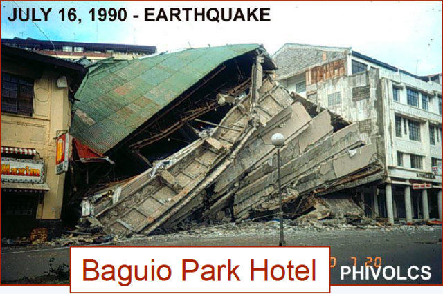 PANCAKED. The Baguio Park Hotel after the magnitude-7.8 earthquake hit Northern and Central Luzon. Photo from Phivolcs     