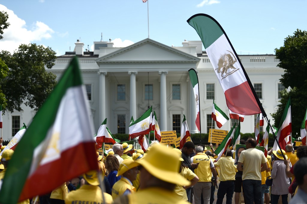 PROTEST. The Organization of Iranian American Communities march to urge "recognition of the Iranian people's right for regime change," in front of the White House in Washington DC, on June 21, 2019. Photo by Eric Baradat/AFP 