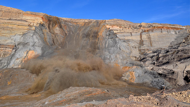 COLLAPSED. A photo provided by the Philippines Office of Civil Defense in Region VI shows view of an earlier landslide area at the Panian open pit at the Semirara mining site in Caluya, Antique, on February 14, 2013. Another accident in the mining site happened on July 17, 2015. 