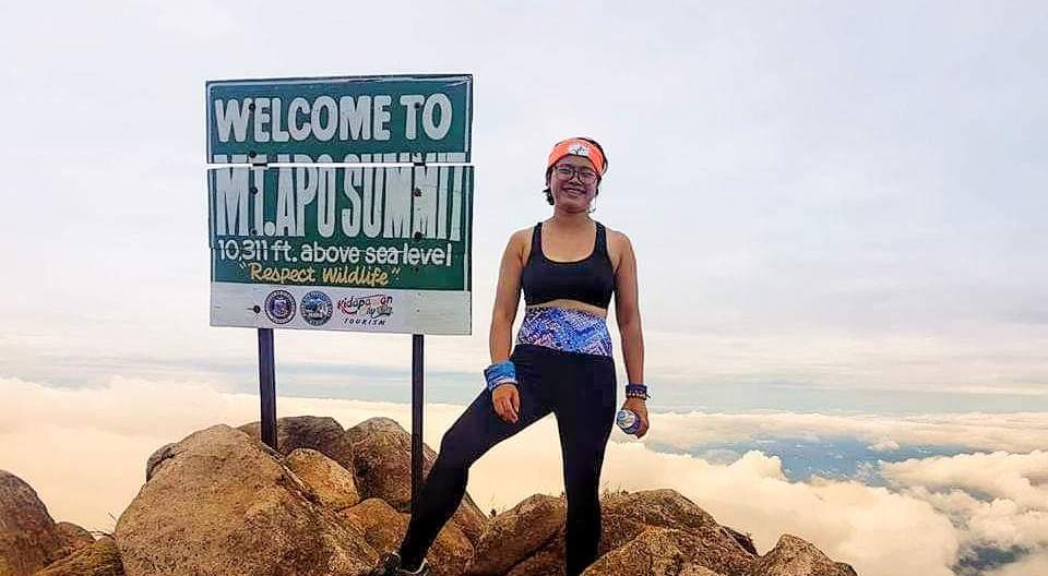 GREATER HEIGHTS. Carla Tumaliuan prepares for her Mount Everest climb after finishing Mount Apo in 6 hours. Photo from release 