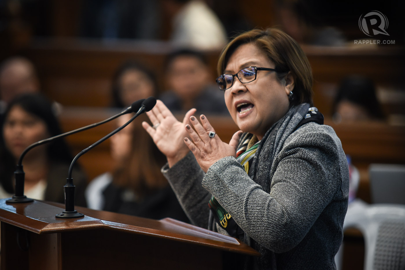 SORRY. Senator Leila de Lima apologizes to the public for her 'outburst' on October 3, 2016, during the 5th hearing into the spate of extrajudicial killings. Photo by LeAnne Jazul/Rappler 