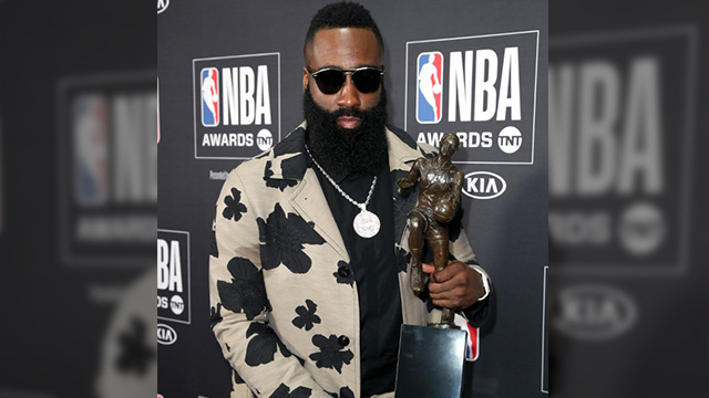FIRST EVER. James Harden clinches his first NBA MVP award after it eluded him last year. Photo by Joe Scarnici/Getty Images North America/AFP 