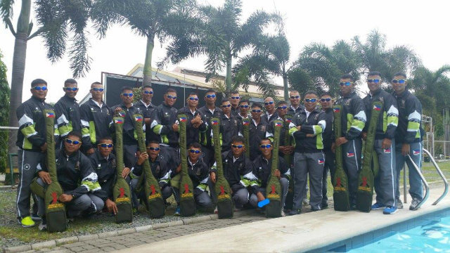 READY TO BATTLE. The Philippine Army Dragon Boat team shows off their paddles. They will compete on Sunday in Osaka, Japan. Photo from Philippine Army 