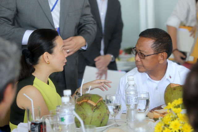 TIED. Senator Grace Poe and Vice President Jejomar Binay. File photo   