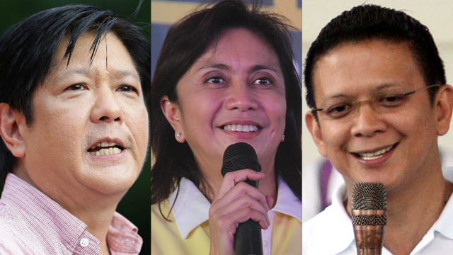 TIGHT RACE. The latest Pulse Asia Ulat ng Bayan report shows the 3 candidates statistically tied at the top spot. 