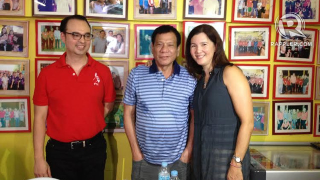 DUTERTE-CAYETANO? The popular Davao City mayor meets with senators Alan Peter and Pia Cayetano on September 29, 2015 in Davao City. Photo by Pia Ranada/Rappler 