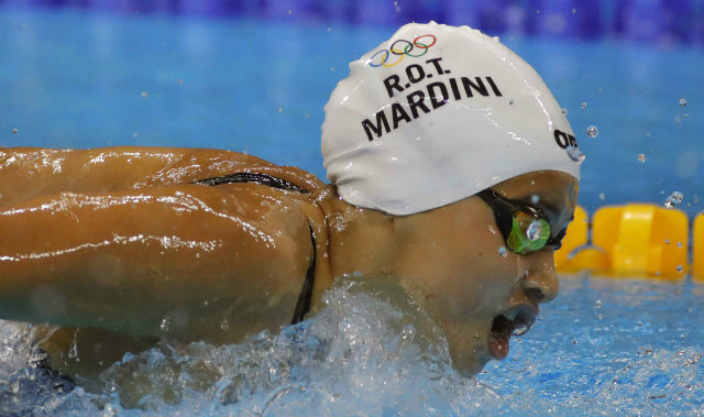 Yusra Mardini of the Refugee Olympic Team (ROT) competes in the women's 100m butterfly heats. EPA/Lavandeira jr