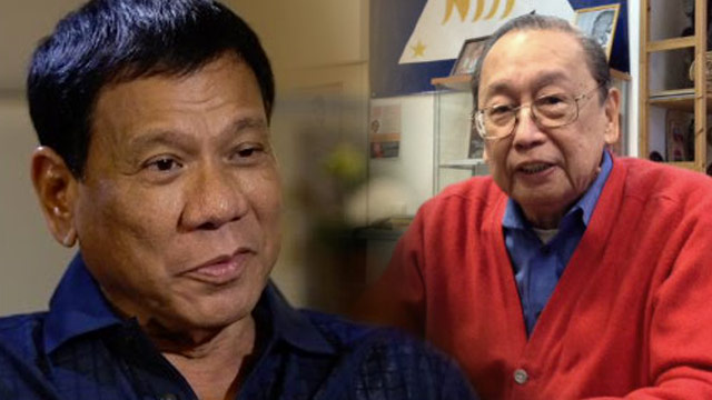 PEACE TALKS. A group of religious leaders urge President Rodrigo Duterte and CPP founder Joma Sison to continue working for peace. File photos by Rappler 