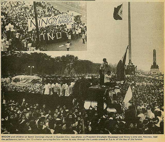 FOR NINOY. The funeral procession was attended by many. Photo from the Presidential Museum and Library Flickr account    