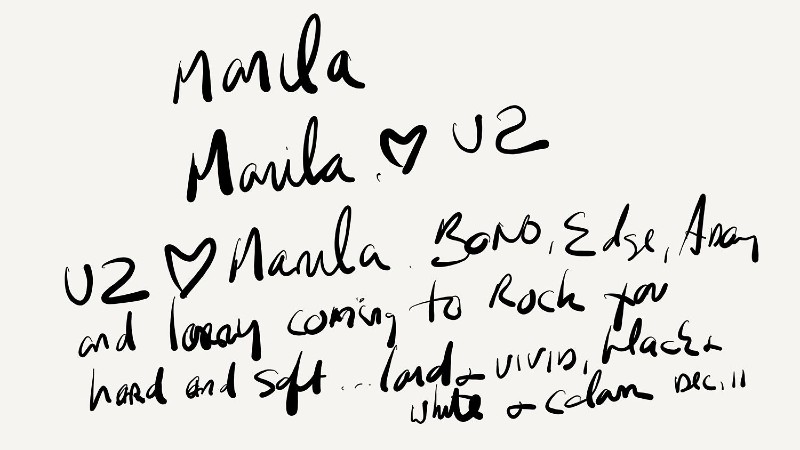 FINALLY, MANILA. The iconic rock band finally makes a stop in Manila. Image from the U2 Twitter account 