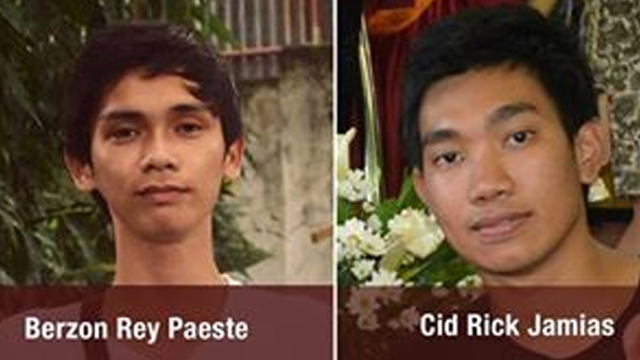MISSING STUDENTS. MSU students Berzon Rey Paeste and Cid Rick Jamias remain with their captors. Photo from Iligan Institue of Technology of the Mindanao State of University Facebook page  