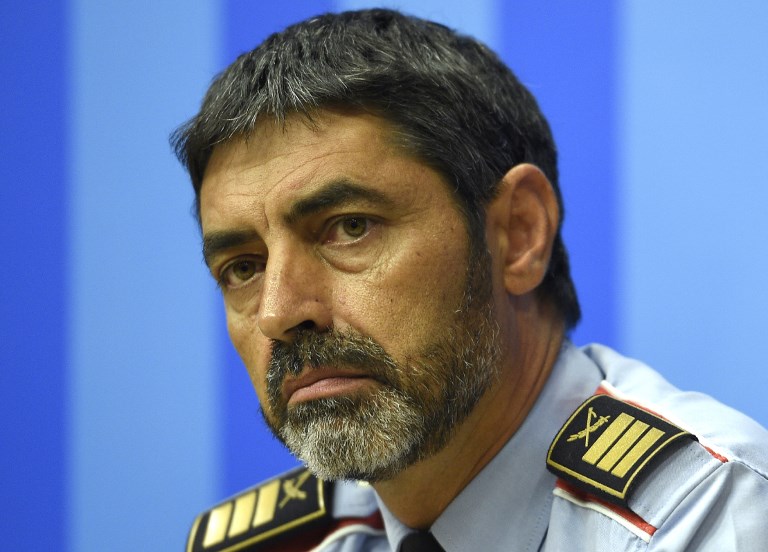 TRAPERO. This file photo taken on August 31, 2017 shows Josep Luis Trapero, chief of the Catalan regional police "Mossos D'Esquadra" giving a press conference in Barcelona on August 31, 2017. File photo by Lluis Gene/AFP 