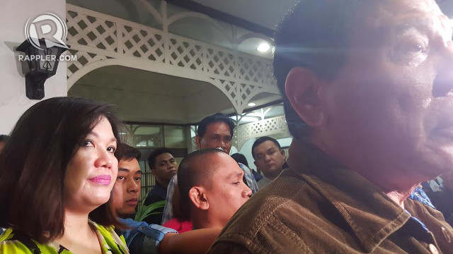 DUTERTE'S WIFE. Cieleto 'Honeylet' Avanceña stands beside her partner, presidential bet Rodrigo Duterte during an electoral forum on February 3, 2016. All photos by Pia Ranada/Rappler 