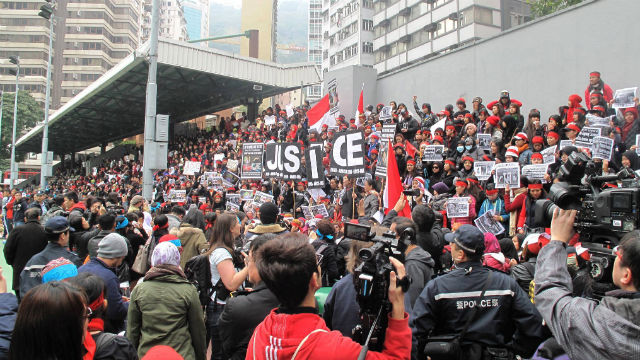 PROTEST. Migrant workers in HK demand for protection of human rights. Photo by Gina N Ordona/The Sun-HK