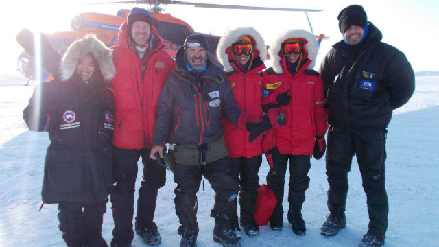 EXPEDITION TEAM. Sam and teammembers have some fun on their way to the North Pole 