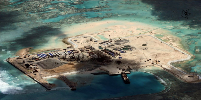 FUELING CONCERN. New images released by the Center for Strategic and International Studies – such as this photo of Cuarteron Reef – show the extent of China's reclamation activities in the South China Sea. Photo courtesy of CSIS 