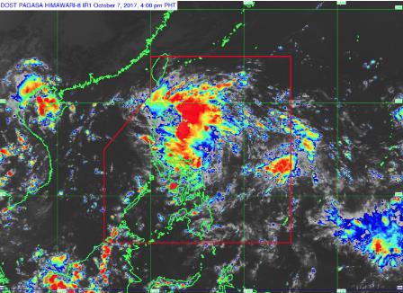 Satellite image as of 4 pm on Saturday, October 7. Image courtesy of PAGASA 