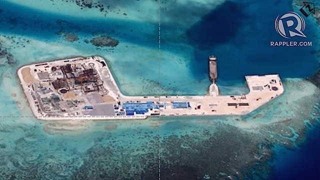 BURIED REEFS. A photo obtained by Rappler shows the status of reclamation activities in Keenan (Chigua) Reef in the West Philippine Sea (South China Sea) as of December 12, 2014.
 