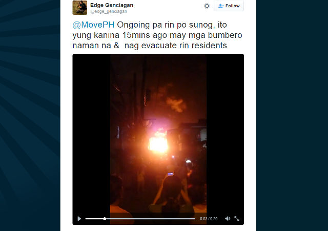 CALOOCAN FIRE. Twitter Screen grab of a video showing a Caloocan fire taking place. Video by Edge Genciagan. 