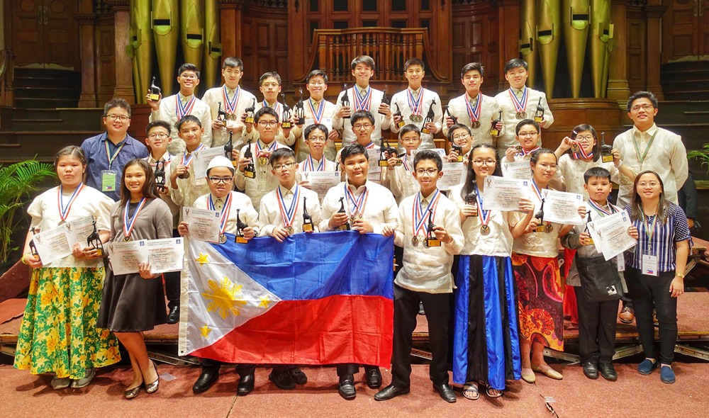 The Philippine team with their medals and trophies at the 2019 South Africa International Mathematics Competition (SAIMC) awarding ceremony held at the Durban City Hall in South Africa. Photo by MTG 