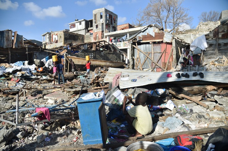 DEVASTATION. View of the debris left by Hurricane Matthew in Jeremie, Haiti, on October 8, 2016. File photo by Hector Retamal/AFP 
