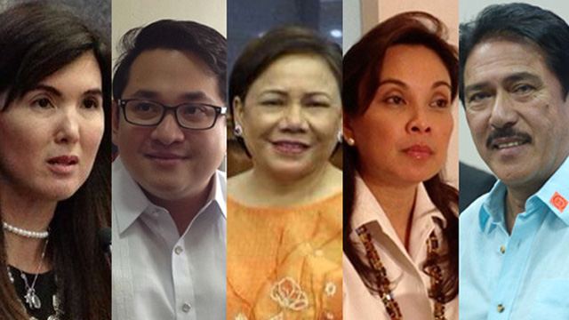 IN FAVOR OF POE. (From left to right) Senators Pia Cayetano, Paolo Benigno Aquino IV, Cynthia Villar, Loren Legarda, and Vicente Sotto III all voted in favor of Poe. 